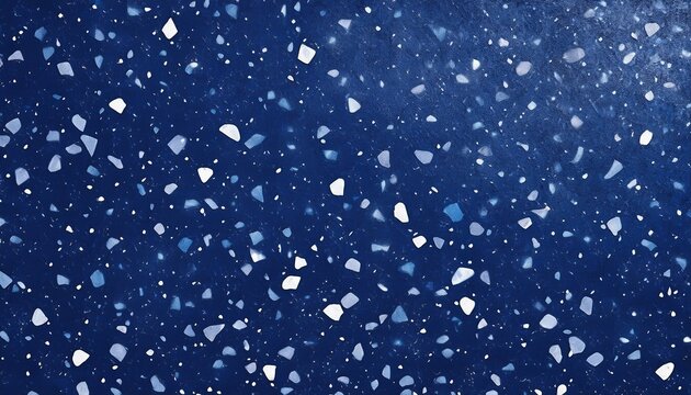 midnight blue terrazzo tile background with white and silver speckles