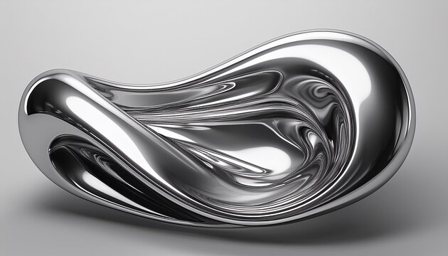 3d render of fluid chrome liquid shapes isolated on white background ai generated