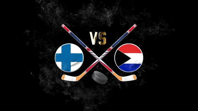 Finland vs Czech Republic Hockey Rivalry with National Flags