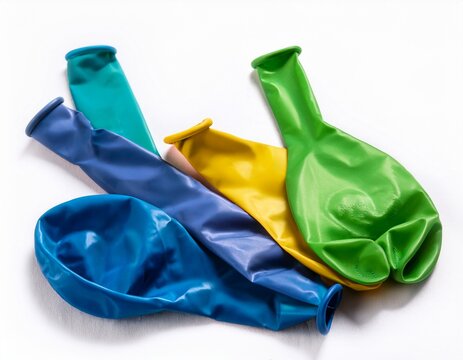 colorful deflated balloons on white background p n g isolated on a white background green blue