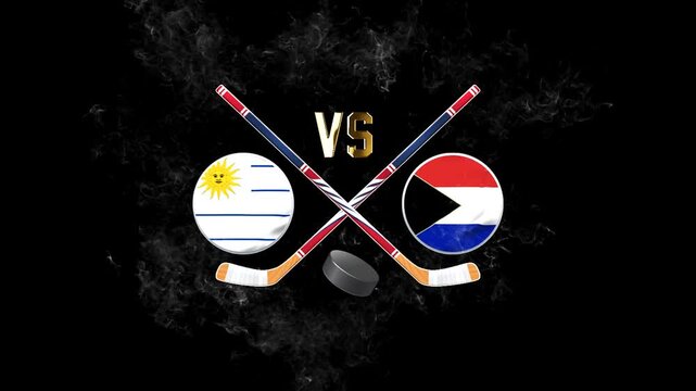 Uruguay vs Czech Republic Hockey Rivalry with National Flags