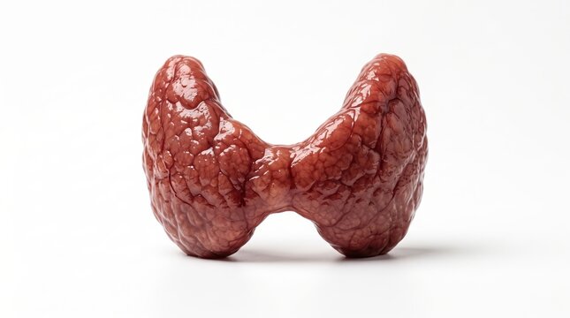 Anatomical Human Thyroid Gland Specimen Isolated on Seamless White Background
