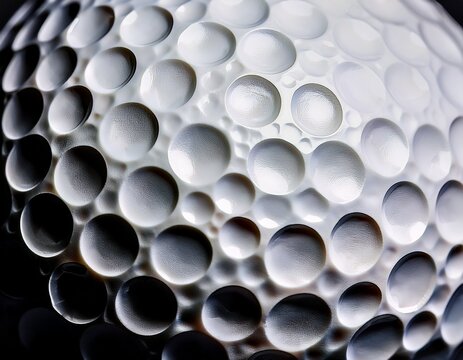 closeup of a white golf ball showing dimples texture