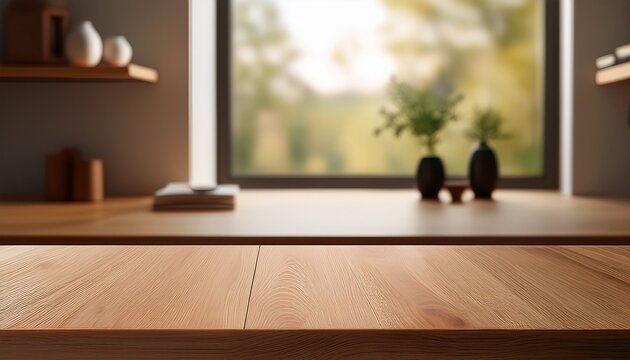 elegant minimal wood tabletop for product mockup photography