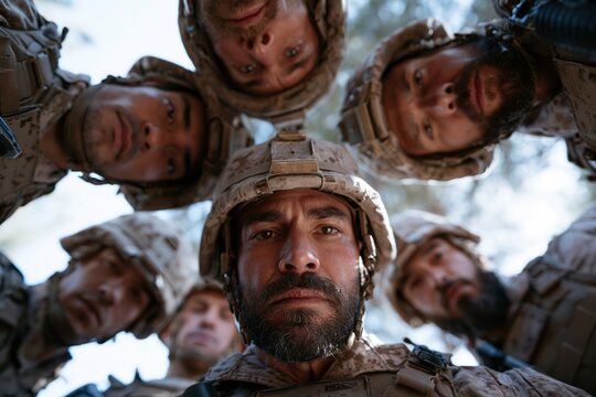 Soldiers Huddled in Camouflage