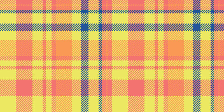 Handsome pattern tartan textile, korean seamless texture fabric. Trim check vector background plaid in yellow and red colors.