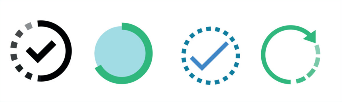 Loading Progress Status Icons Set Collection Circular Process Check Mark Refresh and Completion Symbols
