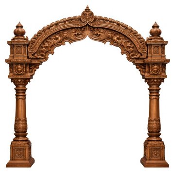 Ornate carved wooden archway with classic vintage design