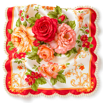 Elegant silk scarf featuring vibrant floral patterns, perfect for adding a touch of sophistication.