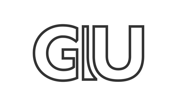GIU logo design template with strong and modern bold text. Initial based vector logotype featuring simple and minimal typography. Trendy company identity.