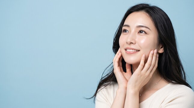 Young Japanese woman young japanese woman portrait against a soft neutral background, beauty and wellness concept, suited for dermatology and healthcare content