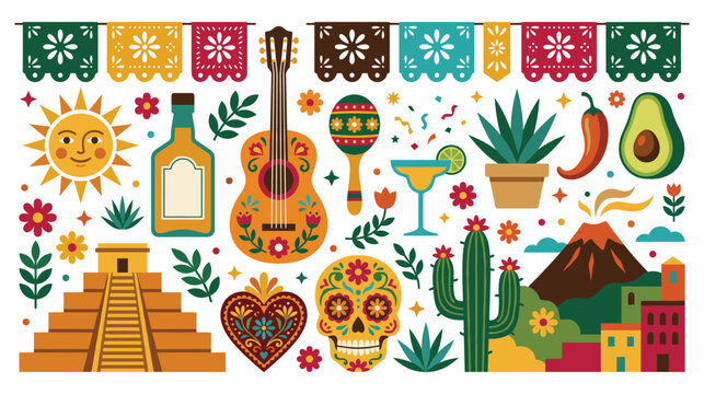 Mexican cultural elements for celebration design.