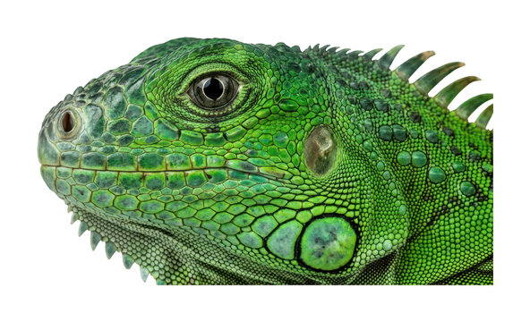 Vibrant green iguana design Detailed reptile head theme Exotic iguana profile design Macro Wallpaper Background image