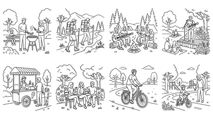 Fototapeta premium Group of people enjoying outdoor activities in nature.
