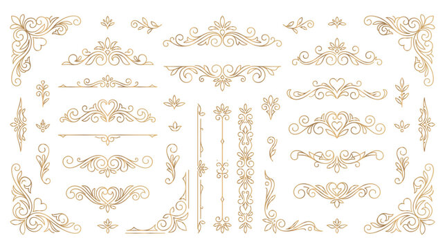 Elegant gold vintage ornamental flourish design element.