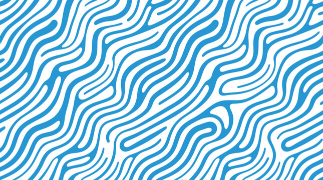 Seamless pattern with thick blue wavy lines on a white background, organic flowing stripes, repeating texture for textile and print, abstract wallpaper