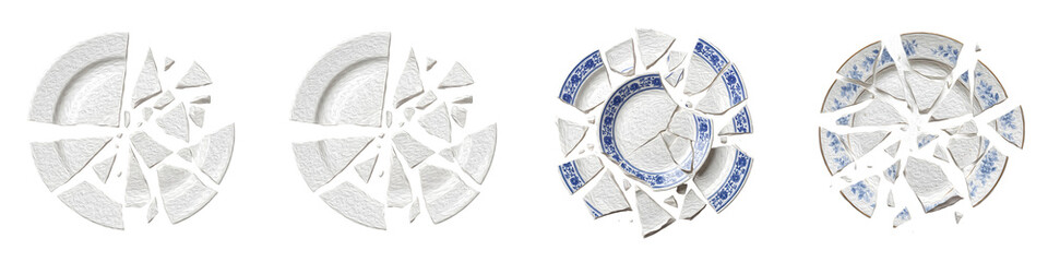 Naklejka premium bast quality set of the four broken plate-on withe background PNG photo stock''