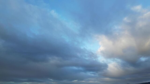 Dramatical Clouds Gathering in the Sky, hinting at impending weather changes. Unique and Dramatic Sky and Clouds over Luton City of Scotland Great Britain