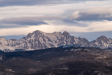 Fototapeta premium Winter scene of the Indian Peaks that are on the Continental Divide in central Colorado.