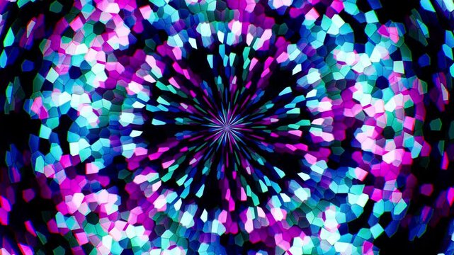 Circular Neon Color Stained Glass Mosaic Patterns
