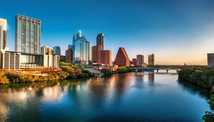 Obraz premium austin texas usa skyline on the colorado river