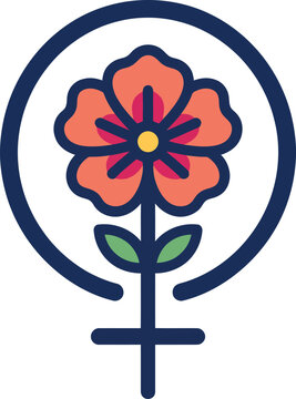 Female Gender Symbol Flower Vector Illustration Icon