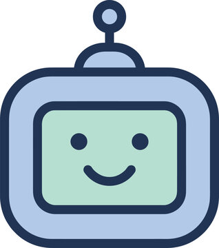 Cute Friendly Robot Mascot Head Vector Illustration Icon