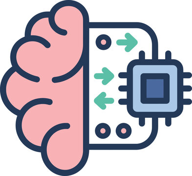 Artificial Intelligence Brain Microchip Technology Vector Icon