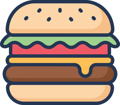 Delicious Cheeseburger Fast Food Vector Illustration Icon