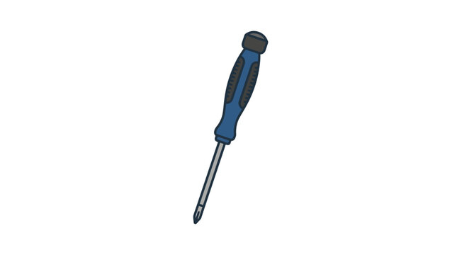 Blue handled screwdriver with precision tip isolated.