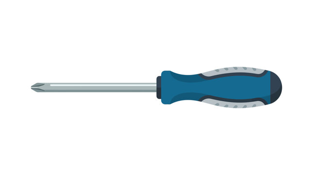 Blue and black handled screwdriver with metal shaft.