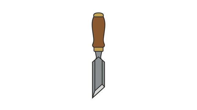Wooden handled chisel tool for woodworking projects.