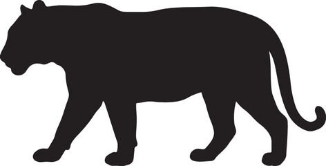 Panther Animal Silhouette – Solid Black Wild Cat Vector Illustration © Md