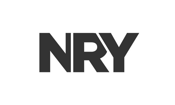 NRY logo design template with strong and modern bold text. Initial based vector logotype featuring simple and minimal typography. Trendy company identity.