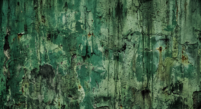 Verdigris Patina on Metal Surface: A close-up view of a metal surface covered in a rich, textured verdigris patina, showcasing shades of green and hints of rust.