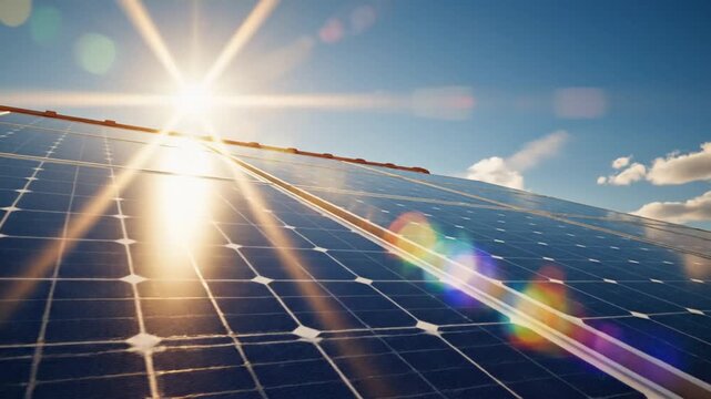 Solar panels installed on a residential roof generating renewable energy.