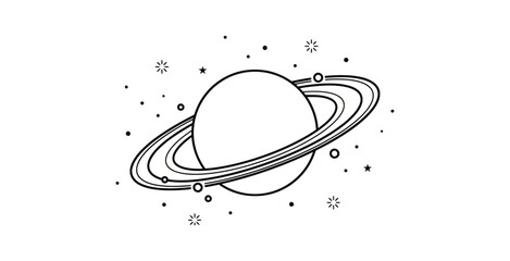 Minimalist Saturn Planet Vector Illustration © Tukang