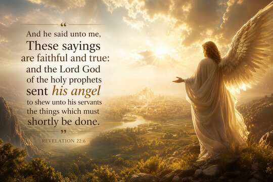 Divine Revelation Prophecy: Angelic Messenger Delivers Faithful Truths from Holy Scripture in a Celestial Scene