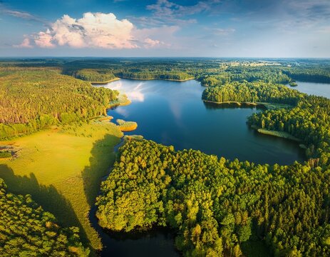 aerial view of mazury landscape with forests and lakes forests mazury landscape forests