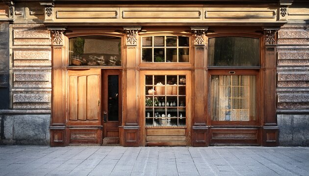 vintage wooden shop front facade