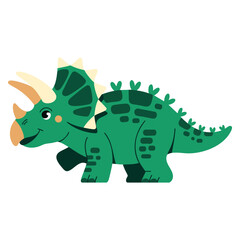Ancient triceratops reptile cartoon illustration featuring cute jurassic dinosaur in prehistoric era animal design © Nasly prart