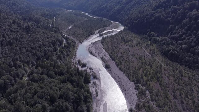 Aerial View of a Mountain River Valley Near the River&rsquo;s Source. Isar River, Germany