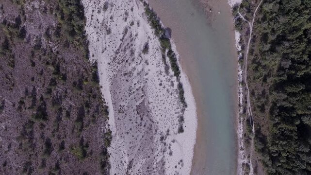 Aerial View of a Mountain River Valley Near the River&rsquo;s Source. Isar River, Germany