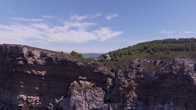 Aerial View of Spectacular Ocean Cliffs Along a Rugged Coastline. Cassis, France