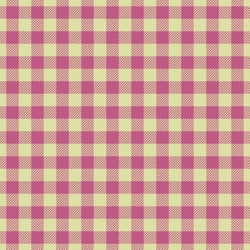 Knit vector seamless pattern, spring textile check texture. Canadian background tartan fabric plaid in light and pink colors.