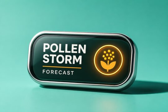 Pollen storm forecast icon on teal background in 3D render