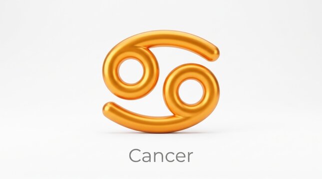 Golden 3d cancer zodiac sign astrology icon