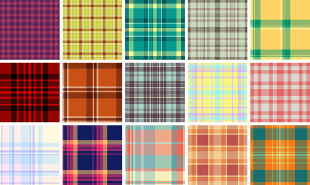 Plaid collection for seasonal branding. The pack unifies patterns across products, packaging, and social media. Vector consistency ensures harmony.