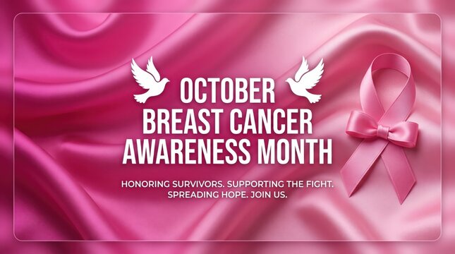October breast cancer awareness month pink ribbon banner