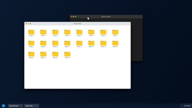 Computer desktop interface showing file folders for document management